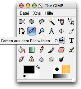 Das Werkzeug Farbpipette im Werkzeugfenster